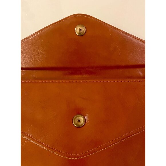 1970s Purse, Orange Brown Clutch, Vegan Leather Purse - Picture 7 of 8